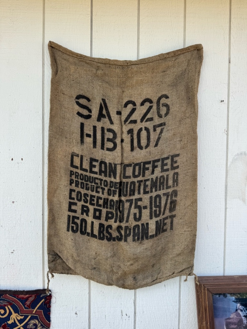 Vintage Guatemalan Burlap Coffee Sack – Rustic Farmhouse Decor